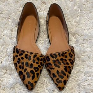 J.Crew Zoe leopard calf hair d’Orsay Flats